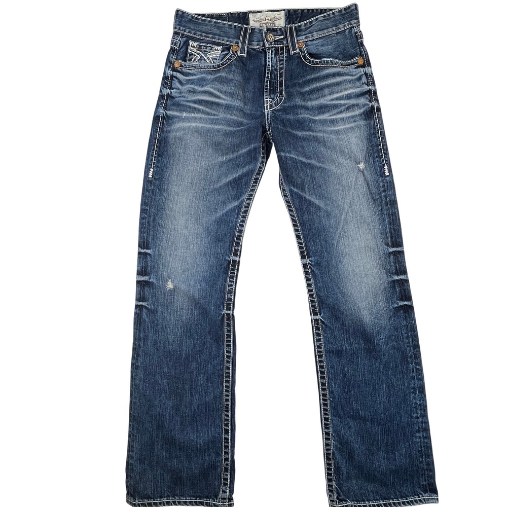 Big Star Pioneer Jean Men 32Rx30.5 Straight Thick Contrast Stitch Embroidered